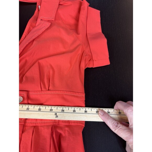 Maeve Anthropologie Shirt Dress Red 10 Cut Out Back Collared Maxi - Picture 9 of 12